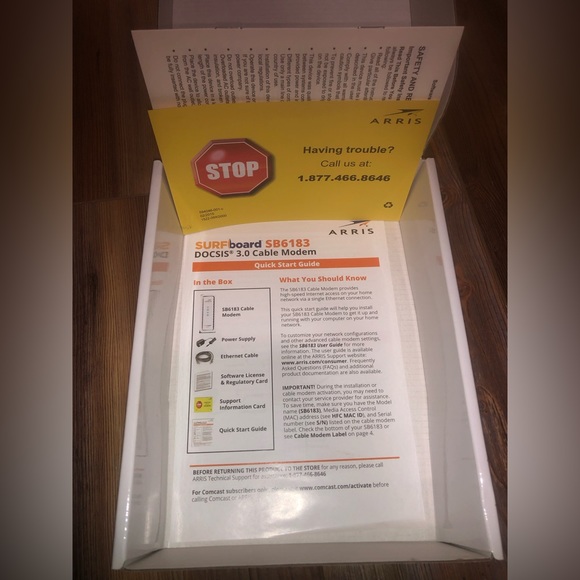 ARRIS SURFboard SB6183 16x4 Docsis 3.0 Cable Internet White Modem Gaming Speed - Picture 5 of 12